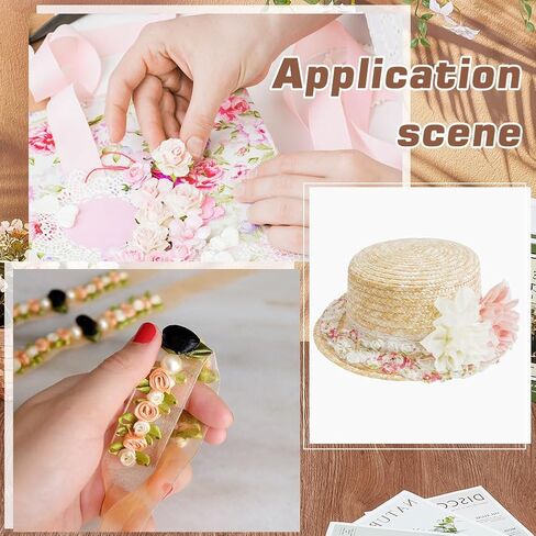 MAYJOYDIY 3 Yards Pearl Rose Flowers Lace Trim 1.69 inch Vintage Pearl Pink Flower Ribbon Bridal Ornaments Handmade DIY Sewing Supplies Craft for Costume Hat Decoration in Saudi Arabia