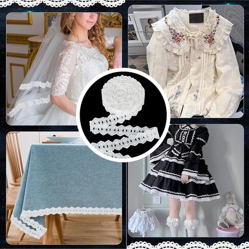FINGERINSPIRE 15 Yards Eyelet Lace Trim 1-5/8 inch Wide Cotton Flower Lace Ribbon White Embroidery Eyelet Pattern Wavy Edge Floral Trim Ribbon for Sewing Dresses Clothes Bag Pets Clothes Decoration in Saudi Arabia
