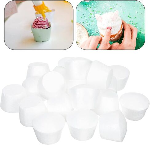 Toyvian 20pcs Foam Cake Polystyrene Foam Cake Models Practice Foam Cupcake Decorating Fake Cake Models for Wedding Display DIY Projects(2.5in） in Saudi Arabia