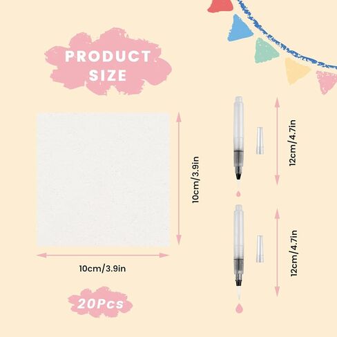 20Pcs Foam Texture Painting Paper for Crafts, 4" x 4" Puffy Texture Blank Painting Paper with 2 Water Brush Pens, White Foam Texture Sheets for DIY Art and Craft Projects Supplies in Saudi Arabia