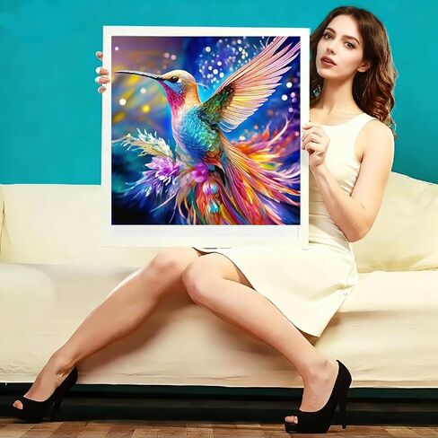 JFYHAB Hummingbird Diamond Painting Kits for Adults DIY Round Gem Art Animal Hummingbird Diamond Art Kits for Adults,5D Full Drill Diamond Dots Crafts Paintings Canvas for Beginners Decor 12x12Inch in Saudi Arabia