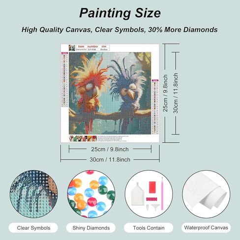 SJUTOUCI Vibrant Big Mouth Bird Diamond Painting Kits for Adults, Diamond Art Kits for Beginners, 5D Round Diamond Dots Gem Art Craft for Home Wall Decor 12x12 inch, Animals in Saudi Arabia