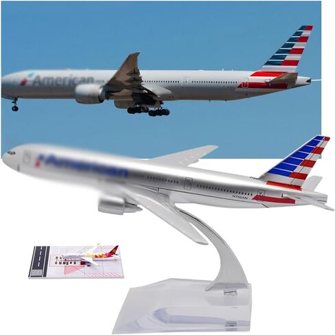 1/400 Scale 777 Airplane Model kit Plane Metal Diecast alloys with Plastic Display Plane Stand with Floor Runway Miniature for Collections Display Desktop Decorations Gift in Saudi Arabia