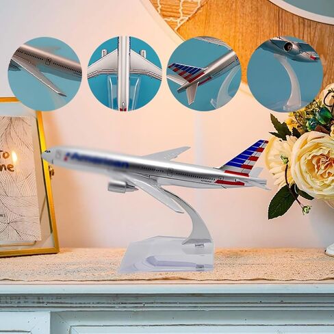 1/400 Scale 777 Airplane Model kit Plane Metal Diecast alloys with Plastic Display Plane Stand with Floor Runway Miniature for Collections Display Desktop Decorations Gift in Saudi Arabia