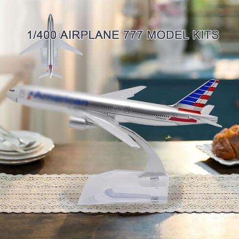 1/400 Scale 777 Airplane Model kit Plane Metal Diecast alloys with Plastic Display Plane Stand with Floor Runway Miniature for Collections Display Desktop Decorations Gift in Saudi Arabia