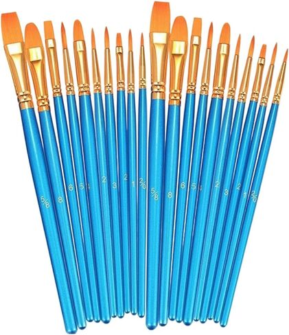 20 Pcs Paint Brush Set for Acrylic, Oil, and Watercolor Painting, Artist Brushes for Body, Face, Rock, and Canvas, Art Supplies for Drawing and Crafts in Saudi Arabia