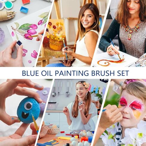 20 Pcs Paint Brush Set for Acrylic, Oil, and Watercolor Painting, Artist Brushes for Body, Face, Rock, and Canvas, Art Supplies for Drawing and Crafts in Saudi Arabia