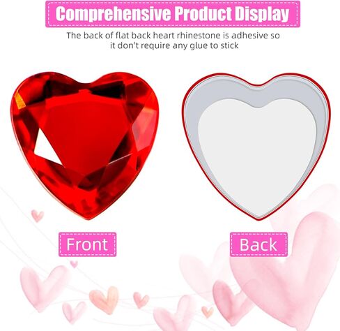 Chuangdi 516 Pcs Heart Rhinestones Sticker Acrylic Heart Gems Stickers Self Adhesive Crystal Flat Back Rhinestone for DIY Crafts in Saudi Arabia