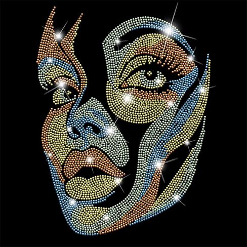 SUPERDANT Abstract Face Iron on Rhinestones for Clothes Colorful Woman Face Crystal Heat Transfer Stickers Iron on Decals Rhinestone Patches for T-Shirt Clothing Hoodie Jackets DIY Art Craft Gifts in Saudi Arabia