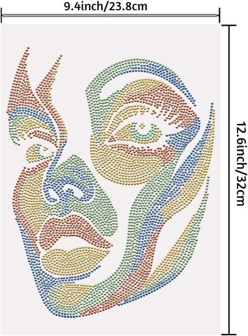 SUPERDANT Abstract Face Iron on Rhinestones for Clothes Colorful Woman Face Crystal Heat Transfer Stickers Iron on Decals Rhinestone Patches for T-Shirt Clothing Hoodie Jackets DIY Art Craft Gifts in Saudi Arabia