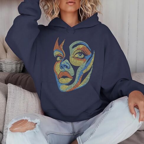 SUPERDANT Abstract Face Iron on Rhinestones for Clothes Colorful Woman Face Crystal Heat Transfer Stickers Iron on Decals Rhinestone Patches for T-Shirt Clothing Hoodie Jackets DIY Art Craft Gifts in Saudi Arabia