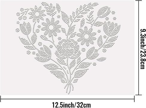 SUPERDANT Floral Hearts Crystal Rhinestone Iron on Transfer Plant Glitter Rhinestone Applique Patches DIY Transfer Decal for Clothing T-Shirt Hoodies Jackets Bag Pillows 12.6x9.4in in Saudi Arabia