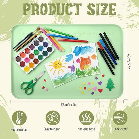 COMNICO Silicone Painting Mat, 24" x 16" Art Mat Protects Surfaces Perfectly Silicone Placemat Nonslip Resin Jewelry Casting Molds Mats for Clay Paint Jewelry-Making Crafts Creation in Saudi Arabia