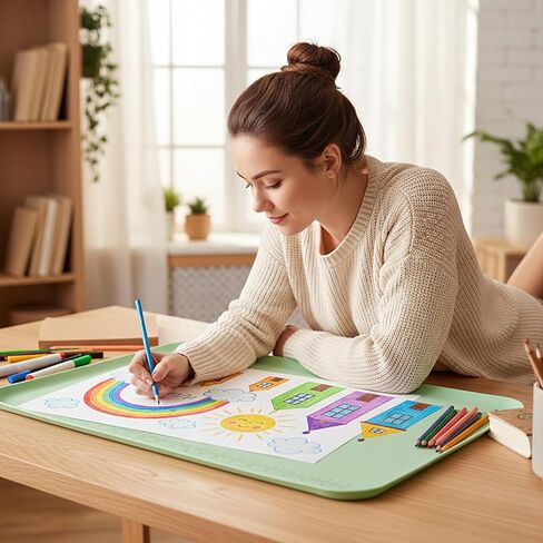 COMNICO Silicone Painting Mat, 24" x 16" Art Mat Protects Surfaces Perfectly Silicone Placemat Nonslip Resin Jewelry Casting Molds Mats for Clay Paint Jewelry-Making Crafts Creation in Saudi Arabia