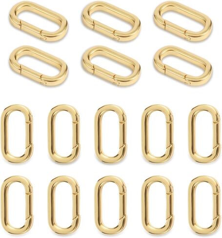 18K Gold Filled Jewelry Clasps Oval Spring Clip Carabiner Necklace Bracelet Shortener Connector for DIY Crafts (14mm-12 pcs) in Saudi Arabia