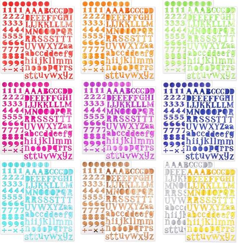 Augshy 18 Sheets Vintage Alphabet Stickers, Scrapbook Number Letters Sticker Water-Repellent Self Adhesive Punctuation Marks Decals for Scrapbooking Supplies Junk Journaling Laptop Notebook DIY Crafts in Saudi Arabia
