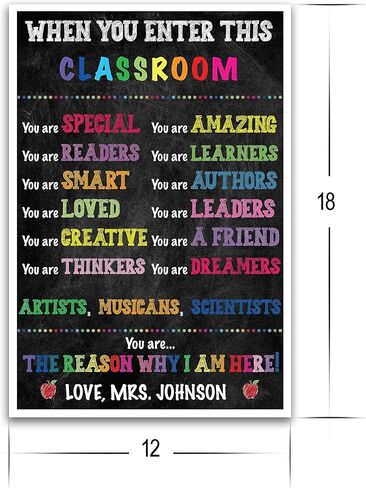 Personalized Classroom Rules Poster - Custom When You Enter This Classroom - Inspirational Positive Motivational Poster for Teachers - Classroom Essentials and Must Haves - 12 x 18" Premium Gloss Poster - Made In USA (CRP001) in Saudi Arabia