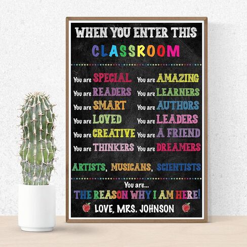 Personalized Classroom Rules Poster - Custom When You Enter This Classroom - Inspirational Positive Motivational Poster for Teachers - Classroom Essentials and Must Haves - 12 x 18" Premium Gloss Poster - Made In USA (CRP001) in Saudi Arabia