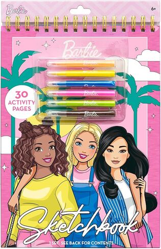 Barbie Sketchbook, 30-Page Spiral-Bound Activity and Coloring Book with Mini Markers, Stencils, and Stickers in Saudi Arabia