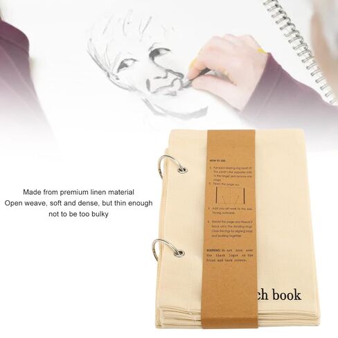 دفتر رسم قماشي فارغ من Buachois، كتاب دفتر ملاحظات فارغ محمول يمكنك صنعه بنفسك، دفتر ملاحظات قابل للطي للسفر ومخطط قماشي للرسم والكتابة وسكرابوكينغ in Kuwait