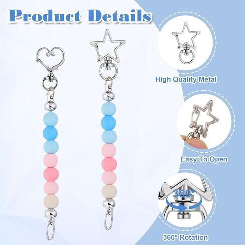 1 Box 40 Pcs Star Shaped Spring Snap Keychain, 2 Styles Star Heart Keychain Clip Metal Silver Swivel Lobster Claw Clasp Swivel Snap Hook Key Ring for DIY Crafts Jewelry Making Keychains in Saudi Arabia