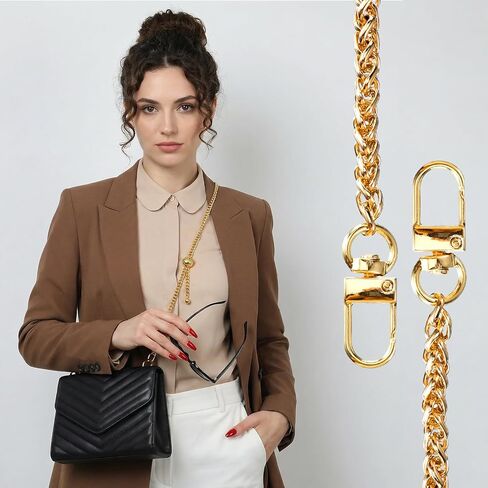 Gold Purse Chain Strap, 47 in/120cm Gold Bag Chain Adjustable Crossbody Chain-Strap Replacement for Thin Shoulder Bag Chains, DIY Handbag，Extra Long Crossbody Chains Strap (1 Pcs) in Saudi Arabia