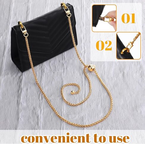 Gold Purse Chain Strap, 47 in/120cm Gold Bag Chain Adjustable Crossbody Chain-Strap Replacement for Thin Shoulder Bag Chains, DIY Handbag，Extra Long Crossbody Chains Strap (1 Pcs) in Saudi Arabia