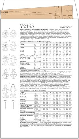 Vogue V2145B5 Misses' Vintage 1972 Lined Wrap Coat Sewing Pattern Packet, Design Code V2145, Sizes 8-10-12-14-16 in Saudi Arabia