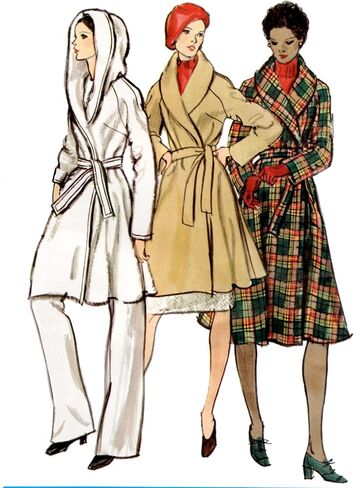 Vogue V2145B5 Misses' Vintage 1972 Lined Wrap Coat Sewing Pattern Packet, Design Code V2145, Sizes 8-10-12-14-16 in Saudi Arabia