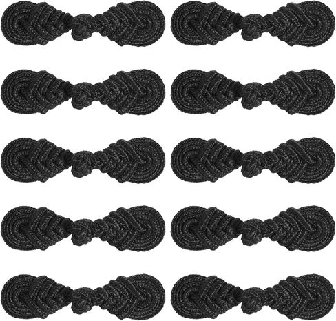 10 Pcs Frog Closures for Clothing, Black Chinese Frog Closures Chinese Closure Buttons Handmade Sewing Exquisite Sewing Buttons for Clothing Dress Cloak Coats in Saudi Arabia