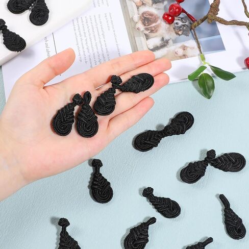 10 Pcs Frog Closures for Clothing, Black Chinese Frog Closures Chinese Closure Buttons Handmade Sewing Exquisite Sewing Buttons for Clothing Dress Cloak Coats in Saudi Arabia