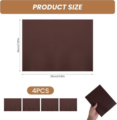 4 Pcs 8x11 Inch Leather Repair Patches, Self Adhesive Patch for Furniture Couch Sofa Chair Car Seat Fix, Durable Leather Tape Kit for DIY Upholstery, Anti Scratch Patches, Black (Dark Brown) in Saudi Arabia