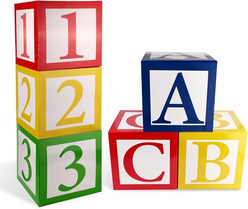 6 قطع ABC و123 صندوق بالونات، 12x12 بوصة متعددة الألوان ABC الأبجدية و123 صندوق بالون صديق مبتكر قصة شارع عيد ميلاد صندوق هدايا لحفلات المدرسة وحفلات استقبال المولود الجديد in Saudi Arabia