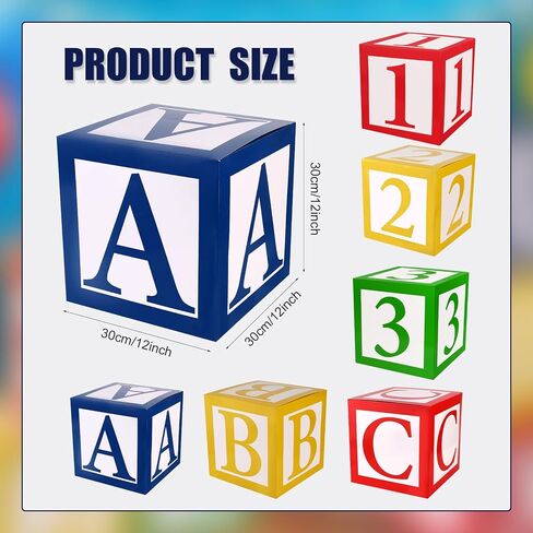 6 قطع ABC و123 صندوق بالونات، 12x12 بوصة متعددة الألوان ABC الأبجدية و123 صندوق بالون صديق مبتكر قصة شارع عيد ميلاد صندوق هدايا لحفلات المدرسة وحفلات استقبال المولود الجديد in Saudi Arabia