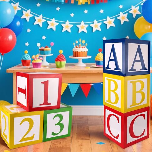 6 قطع ABC و123 صندوق بالونات، 12x12 بوصة متعددة الألوان ABC الأبجدية و123 صندوق بالون صديق مبتكر قصة شارع عيد ميلاد صندوق هدايا لحفلات المدرسة وحفلات استقبال المولود الجديد in Saudi Arabia