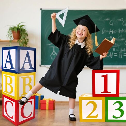 6 قطع ABC و123 صندوق بالونات، 12x12 بوصة متعددة الألوان ABC الأبجدية و123 صندوق بالون صديق مبتكر قصة شارع عيد ميلاد صندوق هدايا لحفلات المدرسة وحفلات استقبال المولود الجديد in Saudi Arabia