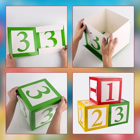 6 قطع ABC و123 صندوق بالونات، 12x12 بوصة متعددة الألوان ABC الأبجدية و123 صندوق بالون صديق مبتكر قصة شارع عيد ميلاد صندوق هدايا لحفلات المدرسة وحفلات استقبال المولود الجديد in Saudi Arabia