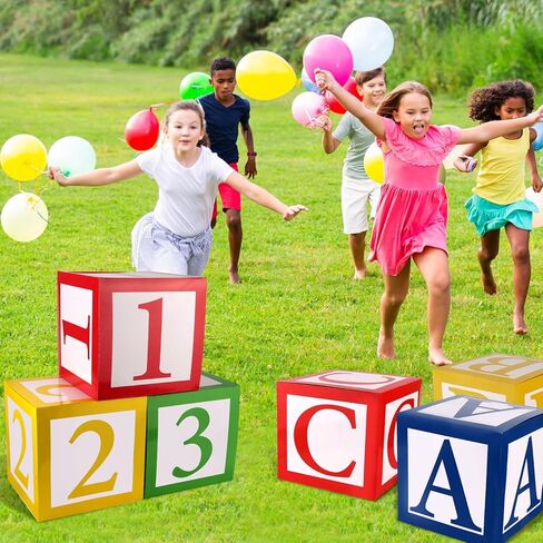 6 قطع ABC و123 صندوق بالونات، 12x12 بوصة متعددة الألوان ABC الأبجدية و123 صندوق بالون صديق مبتكر قصة شارع عيد ميلاد صندوق هدايا لحفلات المدرسة وحفلات استقبال المولود الجديد in Saudi Arabia