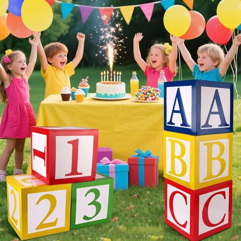 6 قطع ABC و123 صندوق بالونات، 12x12 بوصة متعددة الألوان ABC الأبجدية و123 صندوق بالون صديق مبتكر قصة شارع عيد ميلاد صندوق هدايا لحفلات المدرسة وحفلات استقبال المولود الجديد in Saudi Arabia