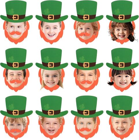 FOBSME 80 Set St. Patrick's Day Leprechaun Cutouts Leprechaun Hat and Beard Bulletin Board Decorations DIY St. Patrick's Day Paper Cutouts with Glue Points for Photo Crafts Irish Holiday Party Decor in Saudi Arabia