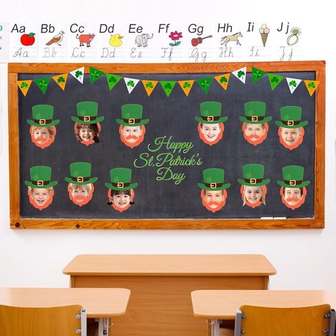 FOBSME 80 Set St. Patrick's Day Leprechaun Cutouts Leprechaun Hat and Beard Bulletin Board Decorations DIY St. Patrick's Day Paper Cutouts with Glue Points for Photo Crafts Irish Holiday Party Decor in Saudi Arabia