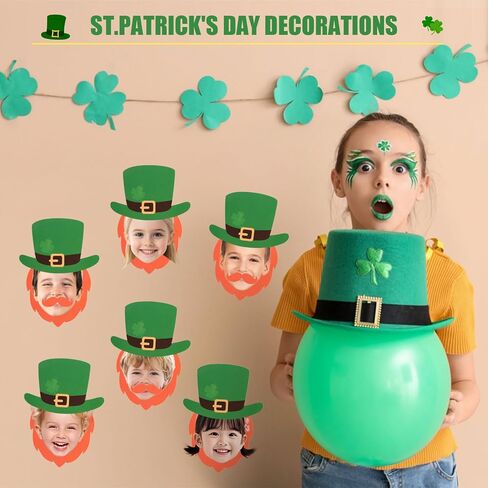 FOBSME 80 Set St. Patrick's Day Leprechaun Cutouts Leprechaun Hat and Beard Bulletin Board Decorations DIY St. Patrick's Day Paper Cutouts with Glue Points for Photo Crafts Irish Holiday Party Decor in Saudi Arabia