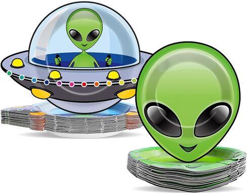 48pcs Alien UFO Paper Plates Alien Party Decorations Disposable UFO Spaceship Tableware Aliens Spaceship Dessert Plates for Birthday Baby Shower Garden Celebrations 7 Inch Dinnerware Party Supplies in Saudi Arabia