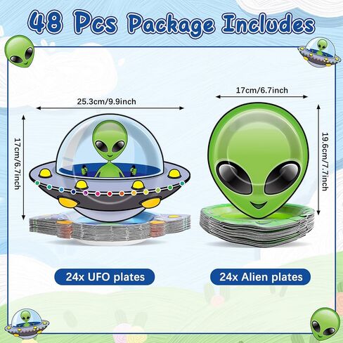 48pcs Alien UFO Paper Plates Alien Party Decorations Disposable UFO Spaceship Tableware Aliens Spaceship Dessert Plates for Birthday Baby Shower Garden Celebrations 7 Inch Dinnerware Party Supplies in Saudi Arabia