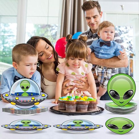 48pcs Alien UFO Paper Plates Alien Party Decorations Disposable UFO Spaceship Tableware Aliens Spaceship Dessert Plates for Birthday Baby Shower Garden Celebrations 7 Inch Dinnerware Party Supplies in Saudi Arabia