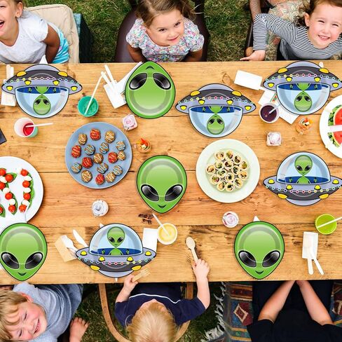 48pcs Alien UFO Paper Plates Alien Party Decorations Disposable UFO Spaceship Tableware Aliens Spaceship Dessert Plates for Birthday Baby Shower Garden Celebrations 7 Inch Dinnerware Party Supplies in Saudi Arabia