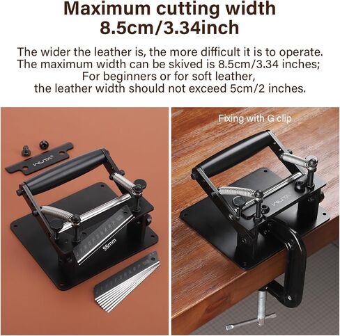 WUTA Leather Skiver، ماكينة تقطيع جلدية يدوية مطورة مع مشبك على شكل حرف D، أدوات تخفيف قطع الحزام، أدوات عمل جلدية، آلة قطع جلدية لصناعة الجلود بنفسك (أسود) in Saudi Arabia