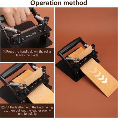 WUTA Leather Skiver، ماكينة تقطيع جلدية يدوية مطورة مع مشبك على شكل حرف D، أدوات تخفيف قطع الحزام، أدوات عمل جلدية، آلة قطع جلدية لصناعة الجلود بنفسك (أسود) in Saudi Arabia