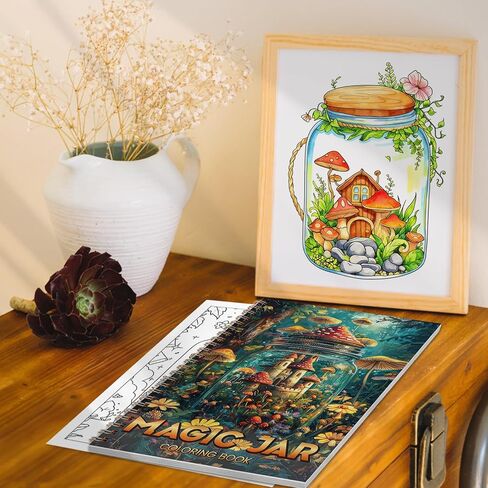 Tlenpo Adult Coloring Book for Women, 25 Mushroom Garden Designs, Spiral Bound Lay Flat, Single-Sided Alcohol Marker Friendly Thick Paper, Anxiety Relief Mindfulness Gifts in Saudi Arabia