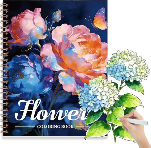 Tlenpo Adult Coloring Book for Women, 25 Mushroom Garden Designs, Spiral Bound Lay Flat, Single-Sided Alcohol Marker Friendly Thick Paper, Anxiety Relief Mindfulness Gifts in Saudi Arabia